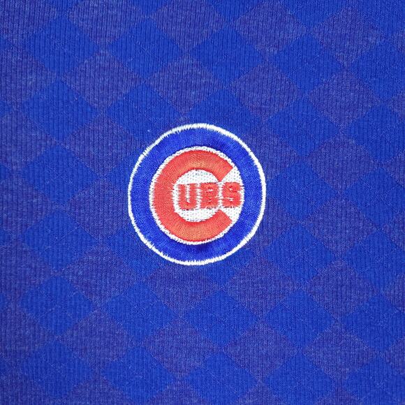 Vintage Chicago Cubs Pro Edge Polo Shirt Sz Large Harlequin Pattern Blue & Red - Picture 3 of 8